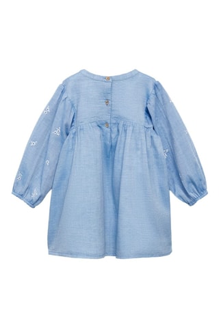 Robe brodée coton - Bleu