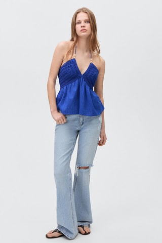 Haut crochet perles - Bleu