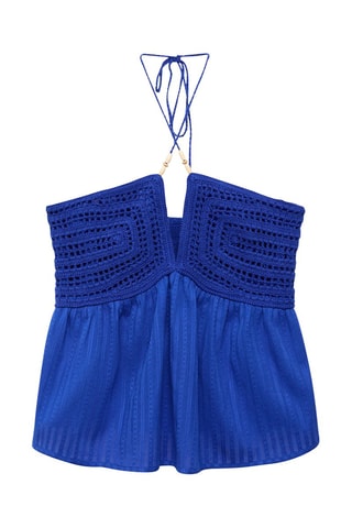 Haut crochet perles - Bleu