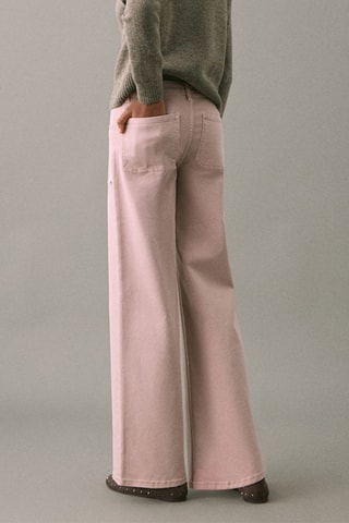 Jean style jupe-culotte clouté - Rose