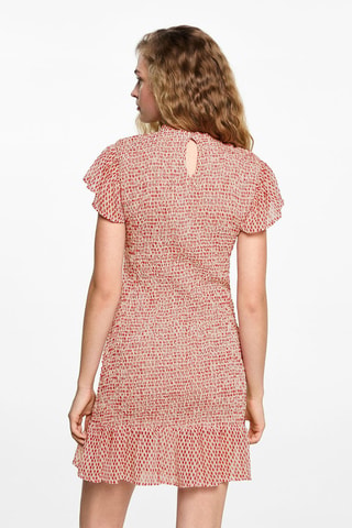 Robe froncée imprimée - Rouge