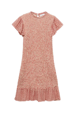 Robe froncée imprimée - Rouge