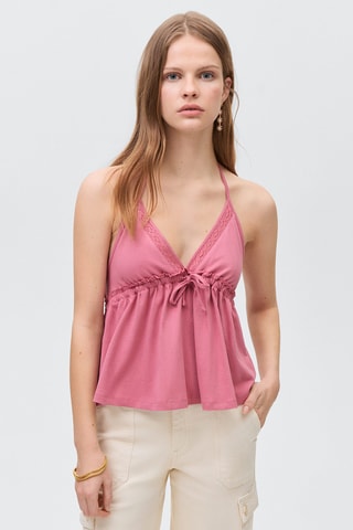 Top froncé noeud - Rose