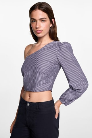 Blouse asymétrique rayures - Bleu