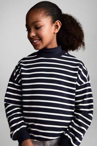 Sweat-shirt coton rayures - Bleu
