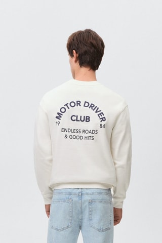 Sweat-shirt coton message imprimé - Blanc