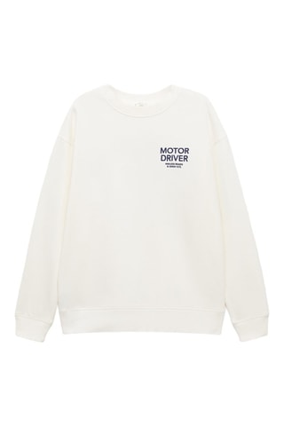 Sweat-shirt coton message imprimé - Blanc