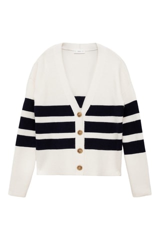 Cardigan maille rayures - Blanc