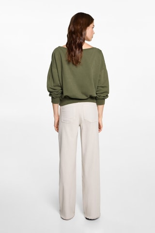 Sweat-shirt broderie florale - Vert