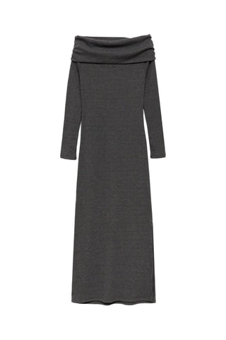 Robe midi épaules dénudées - Gris