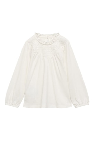 T-shirt col froncé - Blanc