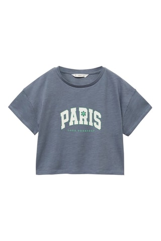 T-shirt crop imprimé - Bleu