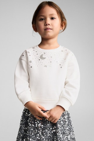 Sweat-shirt détail paillettes - Blanc