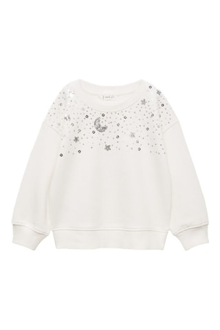 Sweat-shirt détail paillettes - Blanc
