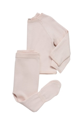 Pantalon à pieds maille coton - Rose
