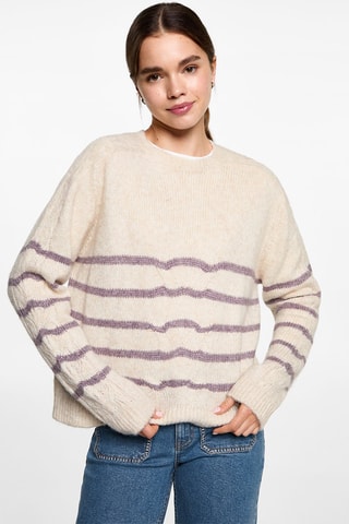 Pull-over rayures oversize - Blanc