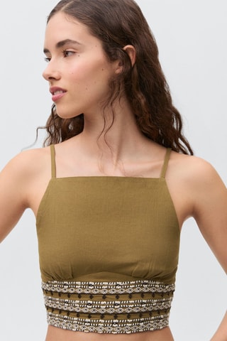 Top coton lin - Vert