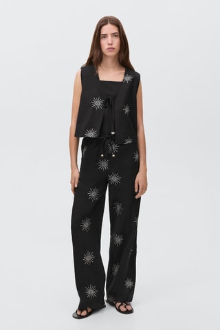 Pantalon avec détails brodés - Noir