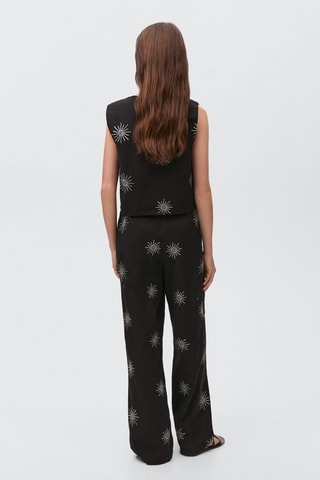 Pantalon avec détails brodés - Noir
