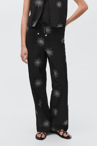 Pantalon avec détails brodés - Noir