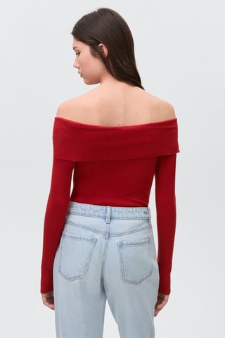 Pull-over épaules découvertes - Rouge