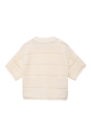 Pull-over crochet manches courtes - Blanc