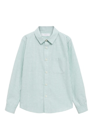 Chemise lin rayée - Vert