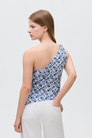 Top asymétrique imprimé - Bleu