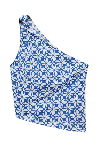 Top asymétrique imprimé - Bleu