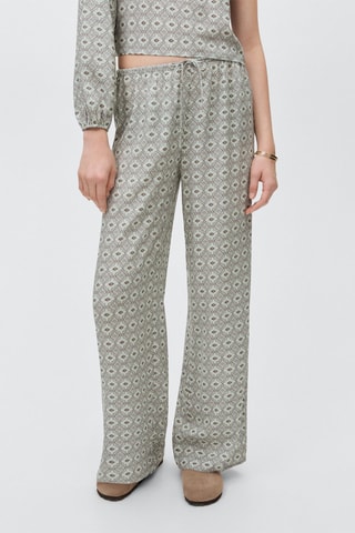 Pantalon fluide imprimé - Gris clair
