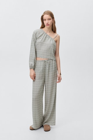 Pantalon fluide imprimé - Gris clair