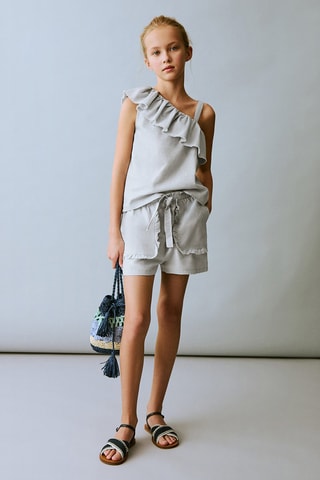 Short lin ceinture - Bleu