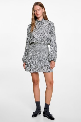 Robe à fleurs volantée - Bleu marine