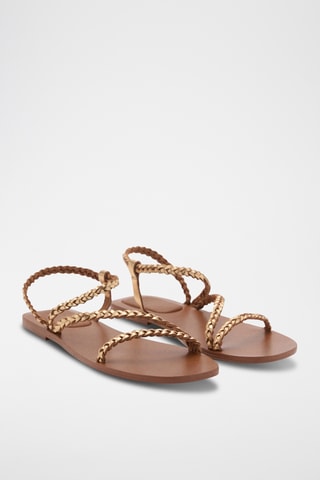Sandales tressées cuir - Doré