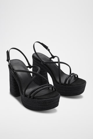 Sandales corde brides et talon - Noir