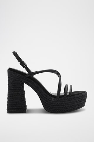 Sandales corde brides et talon - Noir