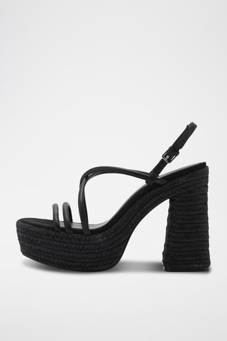 Sandales corde brides et talon - Noir