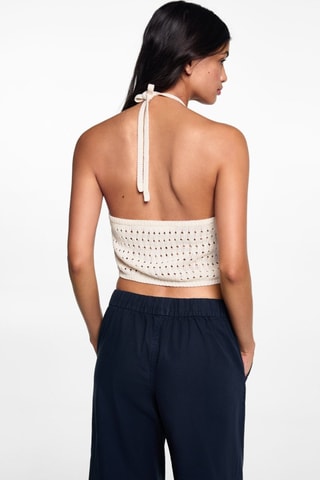 Top crochet emmanchures américaines - Blanc