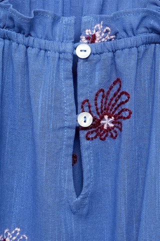 Robe brodée fleurs - Bleu