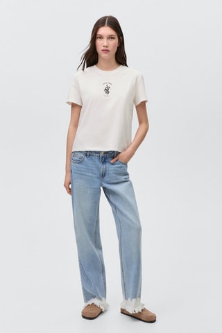 T-shirt coton imprimé motif - Blanc