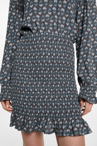 Robe imprimée détail froncé - Gris
