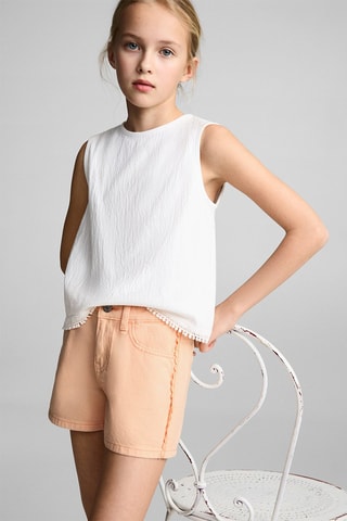 Short en jean avec détail sur le côté - Orange