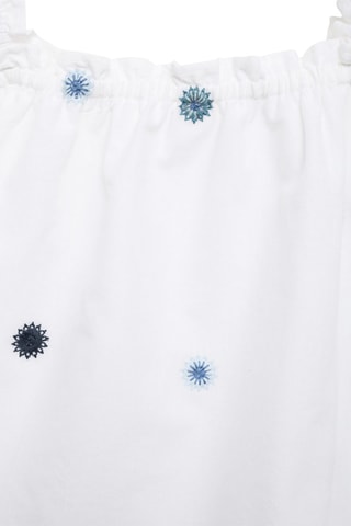 Blouse coton détails brodés - Blanc