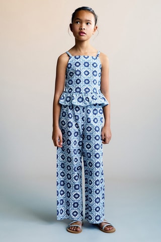 Pantalon droit imprimé - Bleu
