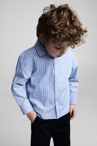 Chemise 100 % coton rayures - Bleu