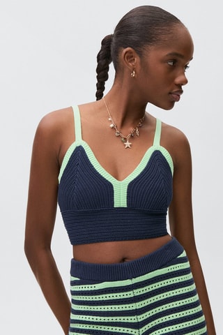 Top crochet contraste - Bleu marine