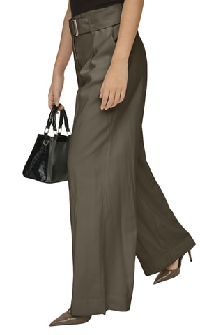 Pantalon wide legs taille haute - Gris foncé