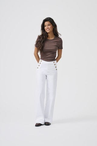 Jean wide legs en coton biologique taille haute - Blanc