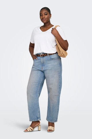Jean barrel taille haute - Bleu cobalt