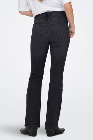 Jean flare taille haute- Noir chiné
